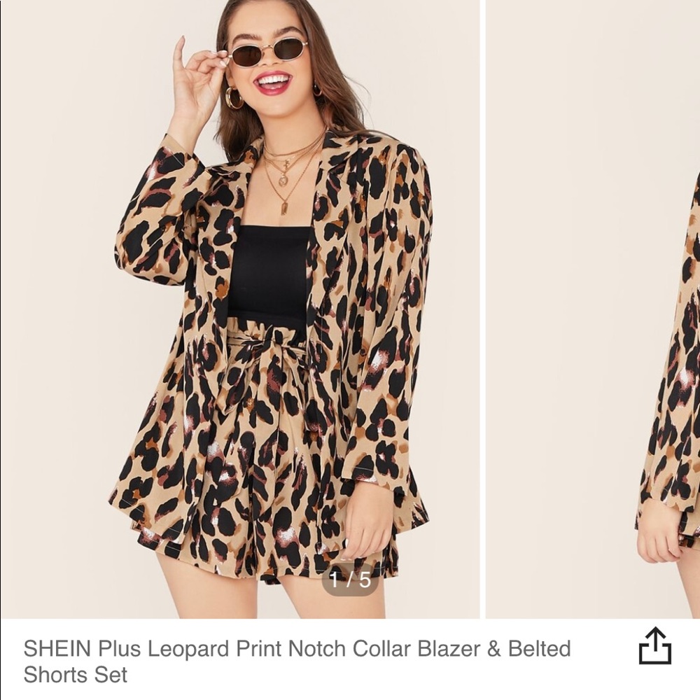Shein leopard blazer/short set